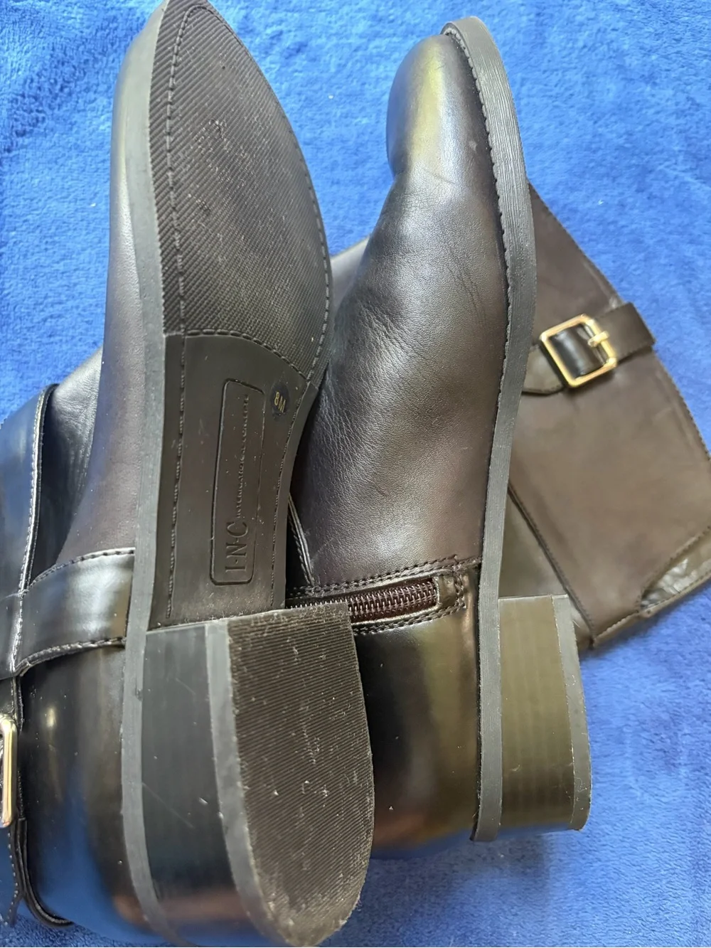 INC International Concepts black leather